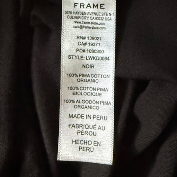 Frame Le Muscle Black Dress Organic Cotton Cap Sleeve Side Slit Maxi Small EUC - Picture 13 of 14